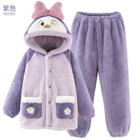 [新品直营]冬款儿童软绵绵亲子睡袍 加厚款女童法兰绒浴袍 长款造型睡衣套装