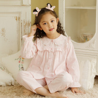 [新品直营]夏季新款儿童睡衣全棉纱布长袖套装女童可爱家居空调服