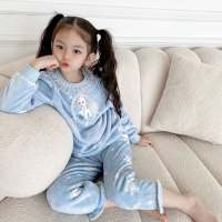 [新品直营]秋冬女童家居服爱莎公主家居套装保暖加厚法兰绒艾莎公主睡衣