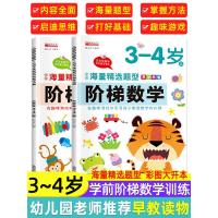 全套2册 阶梯数学3-4岁思维训练幼儿数学启蒙教材绘本幼儿园小中班宝宝书本儿童书籍早教 益智认知学前教育婴儿书学前班练习