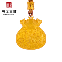 京工美作连年有余 古法黄金吊坠 福袋吊坠999足金吊坠 鱼吊坠首饰