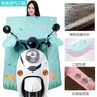 电动车挡风被夏季防水防风罩电瓶车薄款遮阳电车踏板车防护罩新款 绿亲吻鱼【三层防晒+口袋+挂脖绳】