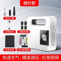[补贴10%]车载充气泵汽车小轿车小型便携式轮胎多功能加气电动打气筒汽车用 白色指针款[可用十年]送气嘴+胎压帽+收