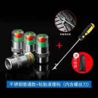 [补贴10%]汽车轮胎气嘴帽胎压监测帽气压检测警示预警冒气嘴帽用品大全 [不锈钢款+铜芯]4只装+轮胎清理钩