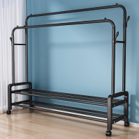 [补贴10%]晾衣架落地室内家用衣服架子双杆置物架可移动衣帽架晒衣杆神器