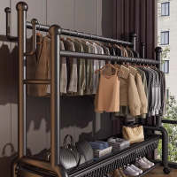 [补贴10%]衣架卧室落地家用挂衣架晾衣室内衣服架子杆加粗加厚超强承重