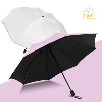 [补贴10%]韩国少女三折叠加厚黑胶防晒遮阳森系太阳伞UV加粗2025新款晴雨伞