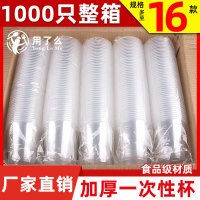 [补贴10%]食品级透明塑杯一次性餐桌用品大号加厚航空水杯横纹设计饮用水杯耐高温商用茶杯