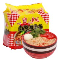 【中华特色馆】淮南馆 幸运方便面方便速食拆开即食干脆面5连包小包装5袋*75克红烧排骨面