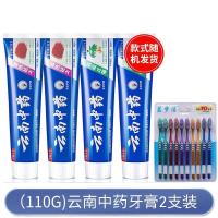 [2支牙膏+10支牙刷]云南中药牙膏清热去火清新口气牙齿护龈牙膏 110克