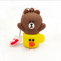 卡通u盘128g64g32g16g可爱女生学生情侣手机电脑两用车载优盘|茶杯布朗熊 8GB