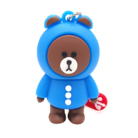 卡通u盘128g64g32g16g可爱女生学生情侣手机电脑两用车载优盘|蓝衣布朗熊 2G[无包装无赠品]