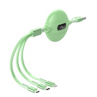 充电器三头三合一适用于型多功能快充手机插头数据线多用一拖三充车载|[清新绿]伸缩一拖三数据线★3.5A快充提速