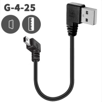 行车记录仪线usb电源线短v3口车载mini多功能弯头老式数据线|黑色●约25厘米●双弯头●G④双*注意方向