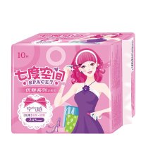 七度空间(SPACE 7)优雅系列超薄净爽卫生巾245mm日用10片装姨妈巾