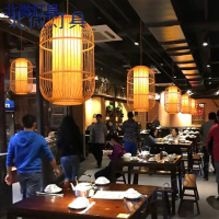 饭店条桌吊灯餐桌商用灯笼带LOGO主题餐厅餐馆四人卡座吊灯带射灯