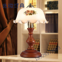 创意复古婚房卧室床头柜灯中式温馨古典老上海实木玻璃装饰小台灯时尚美观高端大气经久耐用