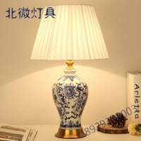 新中式古典床头台灯 卧室温馨暖光大气装饰陶瓷复古美式客厅台灯