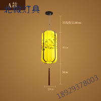 新中式小吊灯布艺仿古典创意手绘长形灯笼火锅店餐厅茶楼饭店灯具