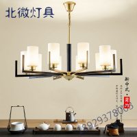 新中式客厅吊灯现代简约大气书房全铜灯餐厅卧室古铜色复式楼灯具