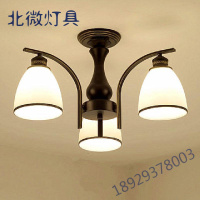 美式简约客厅吊灯家用主卧室吸顶房间水晶灯具餐厅led节能灯套餐