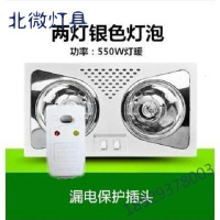 壁挂式两灯风暖三灯挂墙挂壁式浴室卫生间取暖灯防水防爆 两灯银色灯泡+漏电保护奥本佳