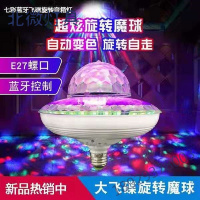 飞碟舞台灯蓝牙音箱酒吧流星声控七彩led水晶魔球LED旋转DJ蹦迪灯炫光奥本佳