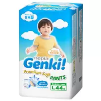 妮飘Nepia Genki进口婴儿内裤型EC装L44片超薄男女通用婴儿尿不湿学步裤拉拉裤 9-14kg