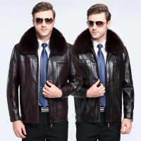 [免费试穿 可配毛领]正品男装春装中老年真皮皮衣男加绒真皮外套男士皮夹克爸爸装装袄官方旗舰店特卖特卖