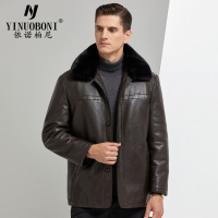 2020季新款海宁真皮棉服男中老年休闲保暖夹克外套翻领皮大衣