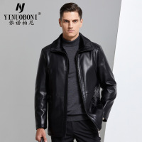 2020季男装貂绒皮毛一体中年翻领生态真皮皮衣男加绒厚皮外套