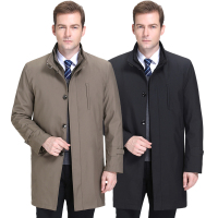 免费试穿 双立领风衣男中长款加棉内胆中老年大码男装爸爸休闲季风衣外套轻薄羽绒棉服专柜正品官方旗舰店