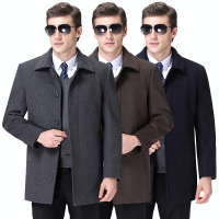 免费试穿 男士羊绒大衣商务休闲加绒外套男中老年加肥加大码爸爸装羊毛呢子装专柜正品官方旗舰店