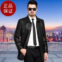 免费试穿 海宁头层真皮皮衣男士外套羊皮2020春秋新款中长款翻领皮夹克风衣海宁真皮绵羊皮头层真皮绵羊皮纯皮外套官方旗舰店