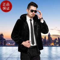 免费试穿 高端皮草正品男士金貂绒连帽帅气羊剪绒潮款真皮皮草仿水貂皮大衣外套季貂皮大衣保暖抗寒男士外套装