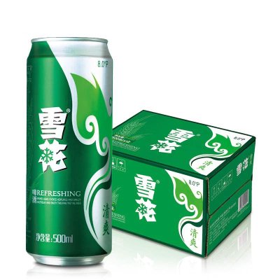 雪花啤酒 清爽8度500ml*24罐/箱