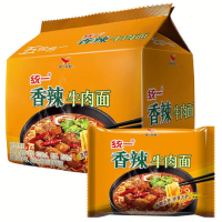 统一袋装香辣牛肉味方便面100g*5包*6组