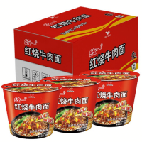 统一方便面2块面饼超满足红烧牛肉味145g*12桶