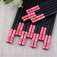 家用高档合金筷子1人1色5-10双套装防滑耐高温不发霉易清洗快子|花之语(红色)10双