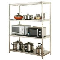 厨房收纳架不锈钢加厚置物架落地三四五层家用微波炉烤箱储物架