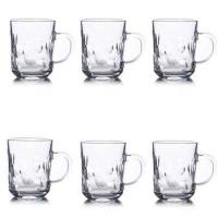 6只雨点把杯|玻璃杯子套装无铅水杯6只啤酒杯牛奶喝水杯耐热带把客厅茶杯家用