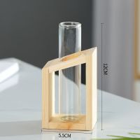 A款 带植物|[创意木架水培花瓶]绿萝玻璃容器办公室内桌面绿植现代摆件装饰