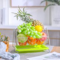 方形-柠檬果绿|创意水果篮客厅果盘沥水篮水果收纳篮摇摆不锈钢色糖果盘子简约式