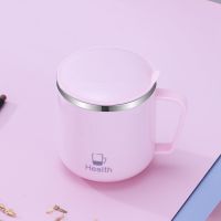 樱桃粉(400毫升)|304不锈钢杯子男女学生韩版可爱喝水杯防摔带盖马克杯办公室家用