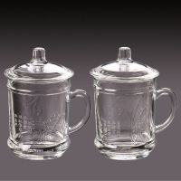 兰花+梅花|家用加厚耐热梅兰竹菊刻花玻璃杯办公泡茶杯大容量带盖带把水杯子