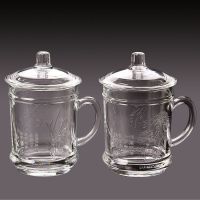 菊花+兰花|家用加厚耐热梅兰竹菊刻花玻璃杯办公泡茶杯大容量带盖带把水杯子