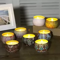 香茅草持久驱蚊净化空气 燃烧32小时花款随机发香味任选|无烟香薰蜡烛家用卧室驱蚊香氛安神助眠净化空气薰衣草檀香礼物女
