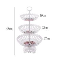 三层+底座-白色|欧式多层家用创意水果篮现代客厅三层水果盘单层糖果盘干果点心盘