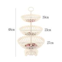 三层+底座-米色|欧式多层家用创意水果篮现代客厅三层水果盘单层糖果盘干果点心盘