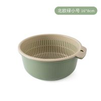 翡翠绿【加厚双层沥水篮】 超大号【32cm*12cm】推荐A|家用双层镂空沥水篮子厨房塑料洗菜篮水果盆漏盆收纳筐淘米神器